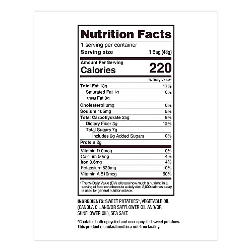 Uglies Kettle Potato Chips, Sweet Potato, 2 oz Bags, 24/Carton (DFN36187)