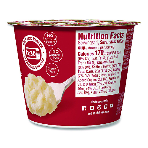 Idahoan Buttery Homestyle Mashed Potatoes, 1.5 oz Cup, 10/Carton (IDA33141)