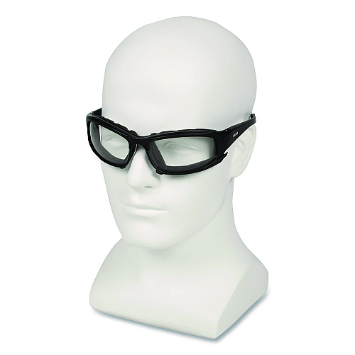 KleenGuard V50 Calico Safety Eyewear with Head Strap, KleenVision Anti-Fog Coating, Black Nylon Frame, Clear Polycarbonate Lens (25672EA)