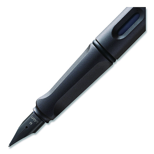 LAMY safari Fountain Pen, Medium Nib, Blue Ink, Charcoal Barrel (L17M)