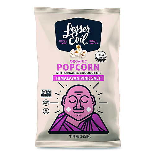 LesserEvil Snack Organic Himalayan Pink Salt Popcorn, 0.88 oz Bag, 18/Carton (LSN00141)