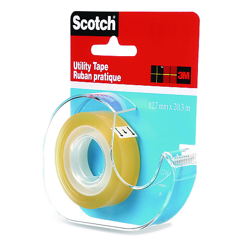 Scotch Utility Tape in Handheld Dispenser, 1" Core, 0.5" x 22.22 yds, Clear (RK2S)