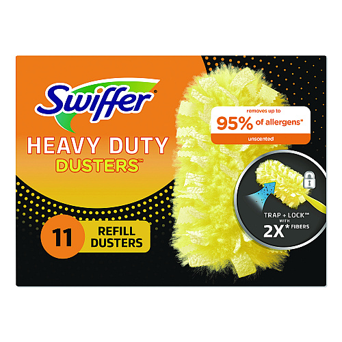 Swiffer Heavy Duty Dusters Refill, Trap + Lock Fiber, Yellow, 11/Box (99035BX)