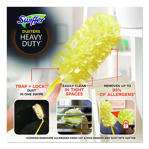 Swiffer Heavy Duty Dusters Refill, Trap + Lock Fiber, Yellow, 11/Box (99035BX)