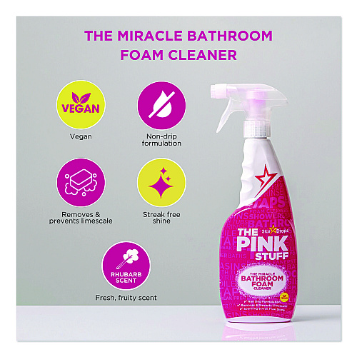 The Pink Stuff The Miracle Bathroom Foam Cleaner, Fruity Scent, 25.4 oz Trigger Spray Bottle (823787)