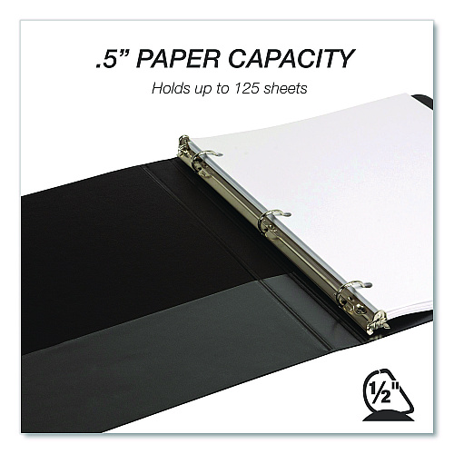 Samsill Durable D-Ring View Binders, 3 Rings, 0.5" Capacity, 11.5" x 8.5", Black, 4/Pack (MP46410)