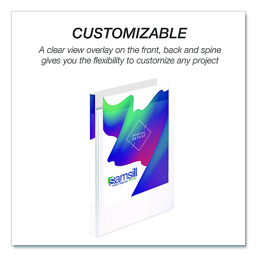 Samsill Durable D-Ring View Binders, 3 Rings, 0.5" Capacity, 11.5" x 8.5", White, 4/Pack (MP46417)