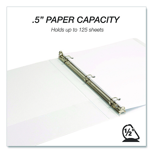 Samsill Durable D-Ring View Binders, 3 Rings, 0.5" Capacity, 11.5" x 8.5", White, 4/Pack (MP46417)