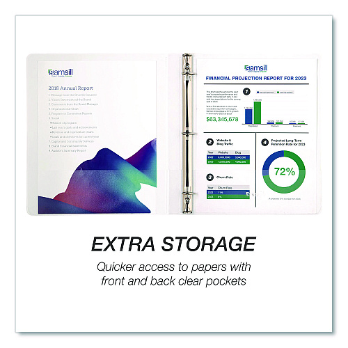 Samsill Durable D-Ring View Binders, 3 Rings, 0.5" Capacity, 11.5" x 8.5", White, 4/Pack (MP46417)