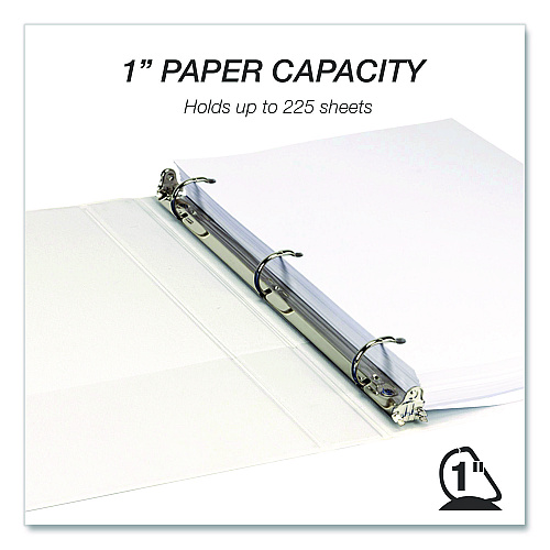 Samsill Durable D-Ring View Binders, 3 Rings, 1" Capacity, 11.5" x 8.5", White, 4/Pack (MP46437)