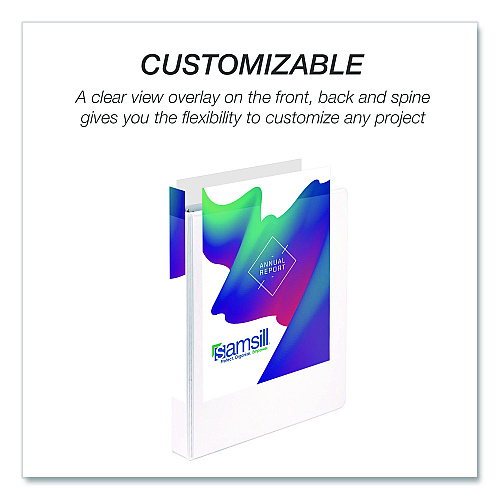 Samsill Durable D-Ring View Binders, 3 Rings, 1" Capacity, 11.5" x 8.5", White, 4/Pack (MP46437)