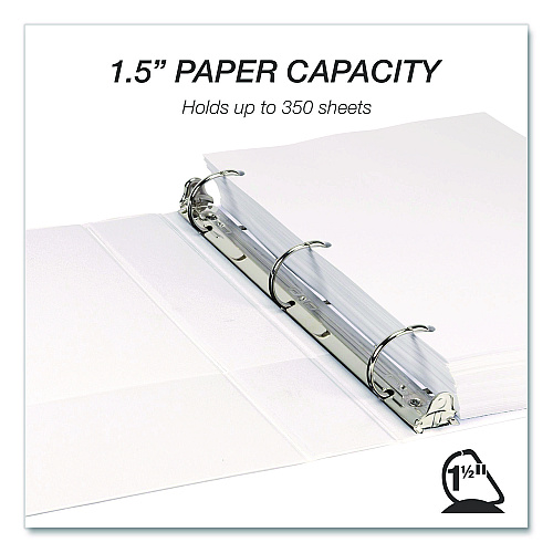 Samsill Durable D-Ring View Binders, 3 Rings, 1.5" Capacity, 11.5" x 8.5", White, 4/Pack (MP46457)