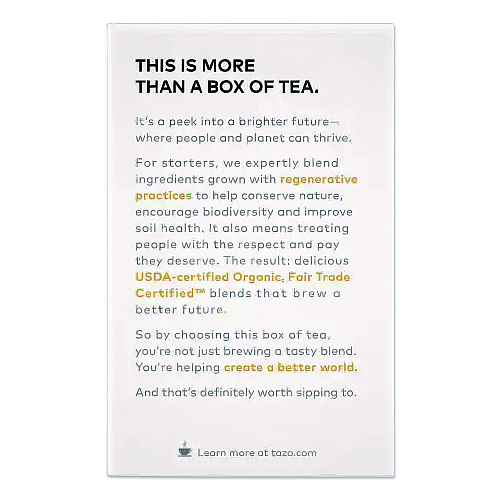 Tazo Tea Bags, Organic Chai, 16/Box (TAZ00305BX)