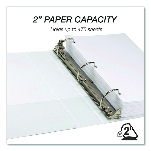 Samsill Durable D-Ring View Binders, 3 Rings, 2" Capacity, 11.5" x 8.5", White, 4/Pack (S66467)