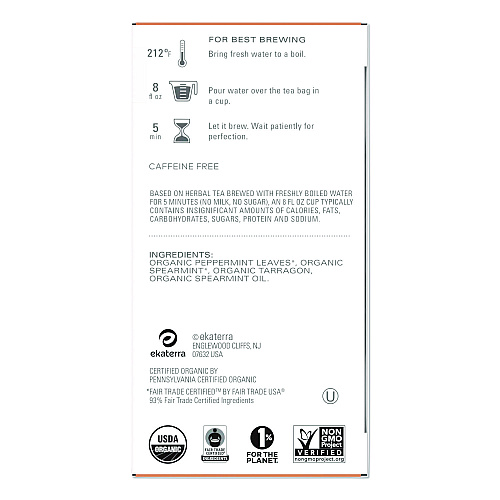 Tazo Tea Bags, Organic Refresh Mint, 16/Box (TAZ00350BX)