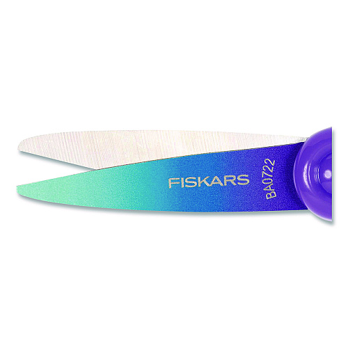 Fiskars Big Kid Ombre Scissors, Pointed Tip, 7.5" Long, 3.5" Cut Length, Straight Purple/Turquoise Handle (1067127)
