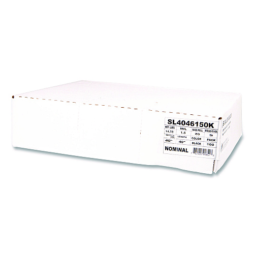Inteplast Group Institutional Low-Density Can Liners, 45 gal, 1.5 mil, 40" x 46", Black, Interleaved Roll, 20 Bags/Roll, 5 Rolls/Carton (SL4046150K)
