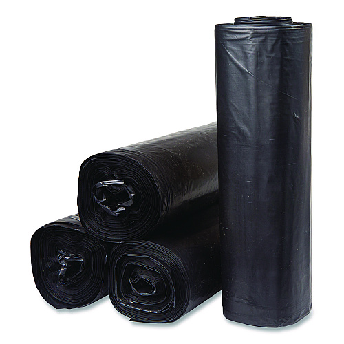 Inteplast Group Institutional Low-Density Can Liners, 45 gal, 1.5 mil, 40" x 46", Black, Interleaved Roll, 20 Bags/Roll, 5 Rolls/Carton (SL4046150K)