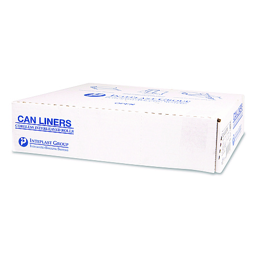 Inteplast Group Institutional Low-Density Can Liners, 33 gal, 0.8 mil, 33" x 39", Natural, Interleaved Roll, 25 Bags/Roll, 6 Rolls/Carton (SL3339XHN)