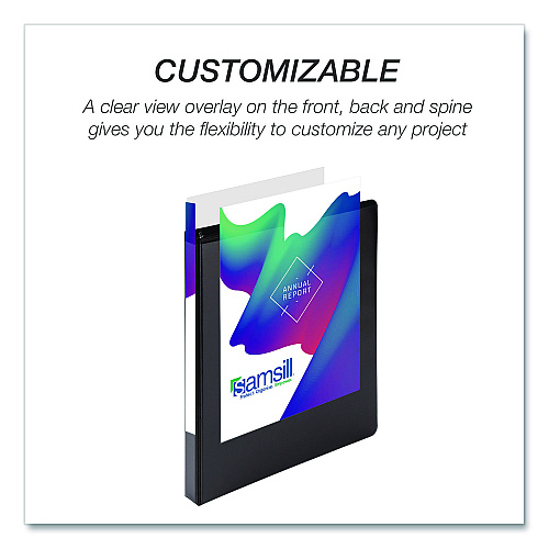 Samsill Durable D-Ring View Binders, 3 Rings, 0.5" Capacity, 11.5" x 8.5", Black, 4/Pack (MP46410)