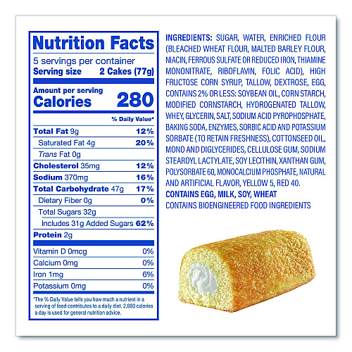 Hostess Twinkies, Vanilla, 1.36 oz Individually Wrapped, 10/Pack, 3 Packs/Carton (60004132)