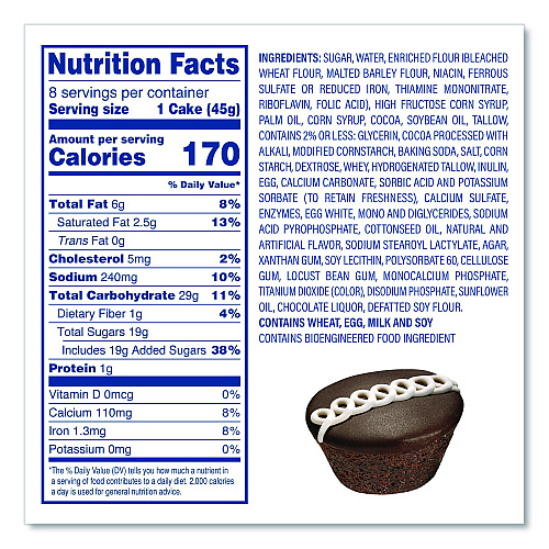 Hostess CupCakes, Chocolate, 1.59 oz Individually Wrapped, 8/Pack, 3 Packs/Carton (60004133)