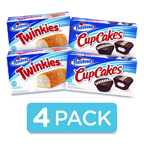 Hostess Twinkies and Chocolate CupCakes Variety Pack, (2) 13.58 oz 10 Pack Twinkies and (2) 12.7 oz 8 Pack CupCakes/Carton (60004134)