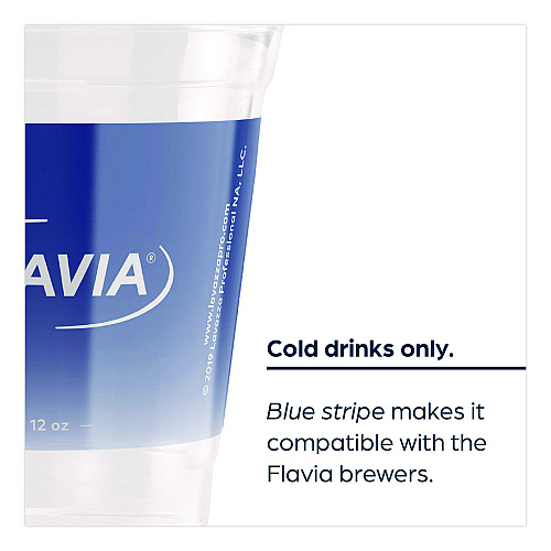 Cold Cups 12 oz, Blue Band Flavia Logo, Clear/Blue, 1,000/Carton (25200058)