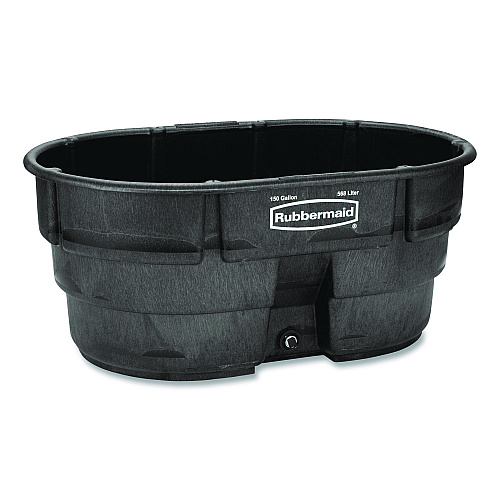 Rubbermaid Commercial Stock Tank, 150 gal, 39" x 58" x 25", Polyethylene, Black (FG424500BLA)