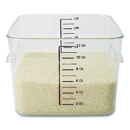 Rubbermaid Commercial Square Storage Container, 12 qt, 10.5 x 11.31 x 7.75, Clear, Plastic (FG631200CLR)