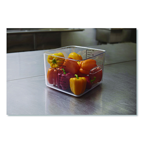Rubbermaid Commercial Square Storage Container, 12 qt, 10.5 x 11.31 x 7.75, Clear, Plastic (FG631200CLR)