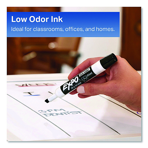 EXPO Low-Odor, Dry Erase 10-Color Marker and Eraser Set, Broad Chisel/Fine Bullet Tips, Assorted Colors, 11 Pieces/Set (2211243)