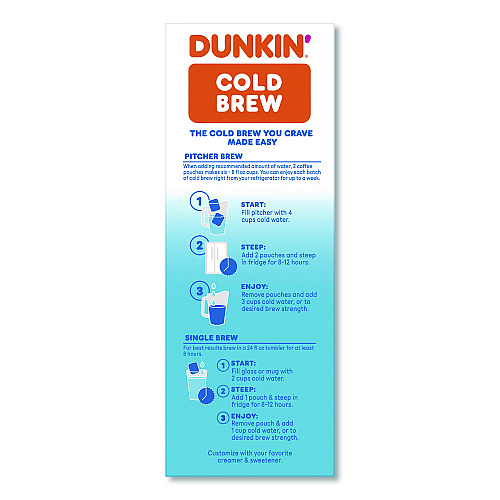Dunkin Donuts Cold Brew Coffee Packets, 2.12 oz Packets, 4/Box (SMU00988)