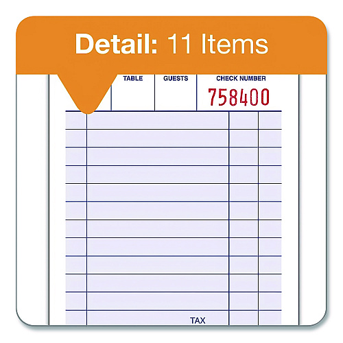 Adams One-Part Guest Check Pad, One-Part (No Copies), 3.35 x 4.94, 100 Forms/Pad, 12 Pads/Pack (210012)