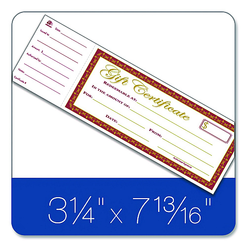TOPS Gift Certificate with Stub Book, 7.81 x 3.25, Cream, 25 Certificates (GFTBK1)