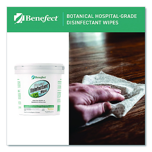 Benefect Botanical Disinfectant Wipes, 6 x 7, Light Lemon and Thyme, 250/Bucket (20376)