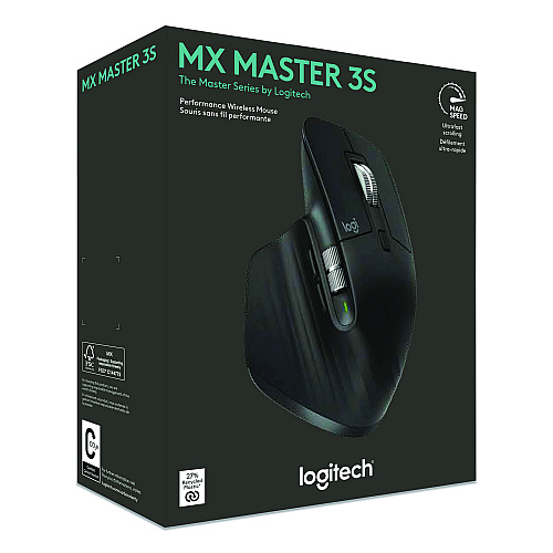 Logitech MX Master 3S for Business Wireless Mouse, 33 ft Wireless Range, Right, Black (910006581)