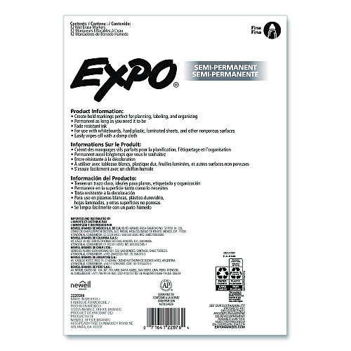 EXPO Wet Erase Markers, Fine Needle Tip, Assorted Colors, 12/Pack (2211379)