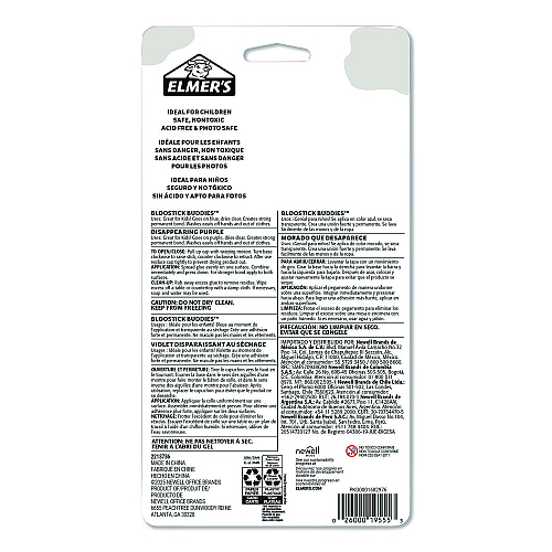 Elmer's BlooStick Buddies and Disappearing Purple Glue Stick Combo Pack, 0.21 oz, Dries Clear, 12/Pack (2213736)