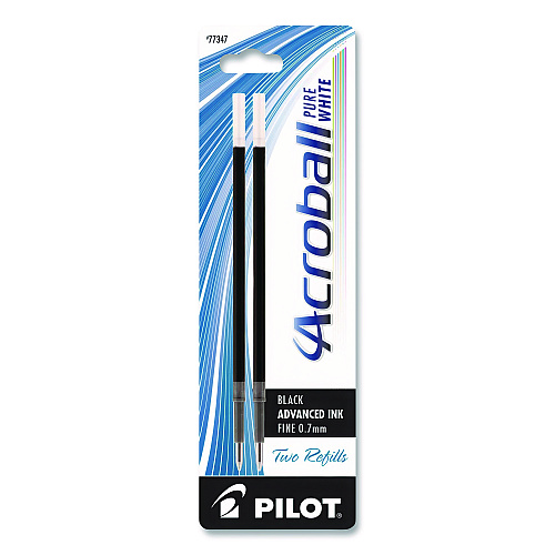 Refill for Pilot Acroball Advanced Ink Ballpoint Pens, Fine 0.7 mm Tip, Black Ink, 2/Pack (77347)