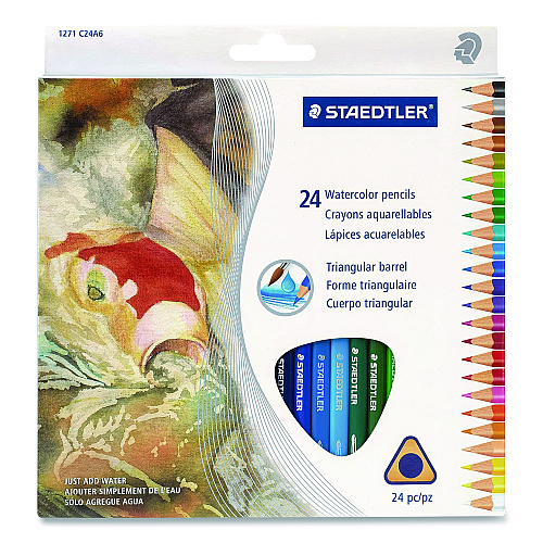 Staedtler Watercolor Pencils, Assorted Lead and Barrel Colors, 24/Set (1271C24A6)