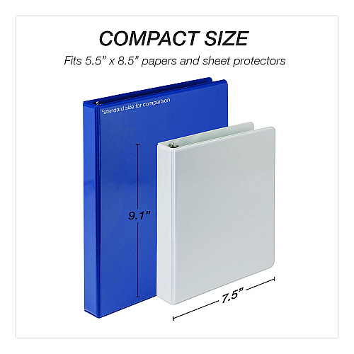 Samsill Economy Round Ring View Binders, 3 Rings, 1" Capacity, 8.5 x 5.5, White, 6/Carton (MP28507)
