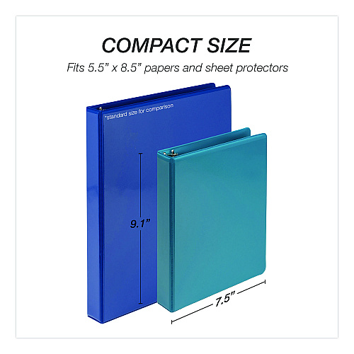 Samsill Economy Round Ring View Binders, 3 Rings, 1" Capacity, 8.5 x 5.5, Assorted, 6/Carton (MP28609)