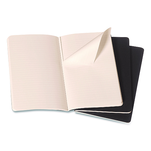 Moleskine Cahier Journal, 1-Subject, Narrow Rule, Black Cover, (64) 5.5 x 3.5 Sheets, 3/Pack (QP311)