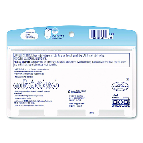 Febreze PLUG Air Freshener Refills, Gain Scent, 2.63 oz, 3/Pack, 6 Packs/Carton (13842)