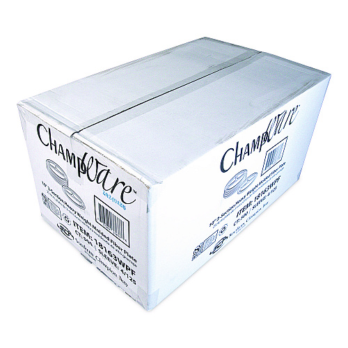 SCT ChampWare Molded Fiber Tableware, 3-Compartment Plate, 10" dia, White, 125/Sleeve, 4 Sleeves/Carton (18163WPF)
