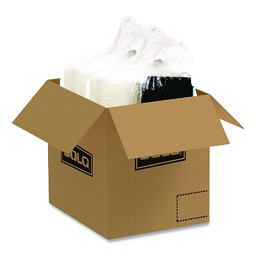 SOLO Creative Carryouts OctaView Hinged Lid Containers, 9.13 x 9.55 x 2.38, Black/Clear, Plastic, 100/Carton (809013PP94)