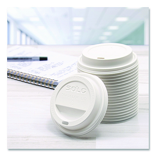 SOLO Traveler Cappuccino Style Dome Lid, Fits 10 oz to 24 oz Hot Cups, White, 95 Lids/Sleeve, 10 Sleeves/Carton (TLP316PPR)