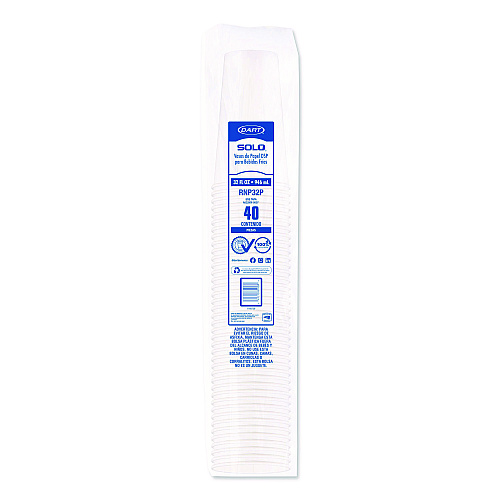 SOLO Double Sided Poly (DSP) Paper Cold Cups, 28 oz to 32 oz, White, 40 Cups/Sleeve, 12 Sleeves/Carton (RNP32P2050)