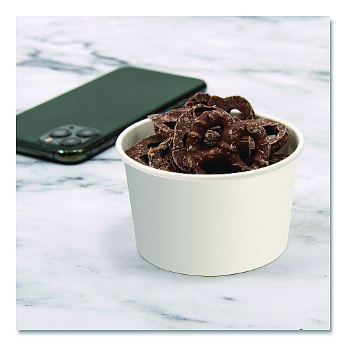 SOLO Double Poly Paper Food Containers, 5 oz, 3.38" Diameter x 2.01"h, White, Paper, 1,000/Carton (S605T02050)